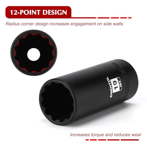 EMENTOL 3/8" Drive Impact Socket Set, 27PCS, Metric(7mm to 19mm), Deep and Shallow, 12 Point, Includes Drill Bit Adapter - size: 3/8" Drive (7mm-19mm),12 Point