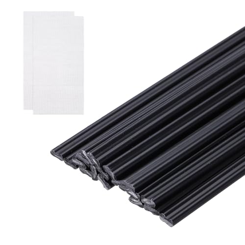 MECCANIXITY 20pcs Plastic Welding Rods, 10 Inch PP Welding Repair Strips Welder Rods with Reinforcing Mesh for Car Bumpers, Kayak Repair, Plastic Welder, Black - color: Black, size: 25cm