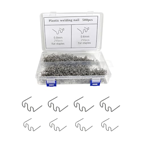 500 PCS Hot Staples Welding Rods, 0.6mm & 0.8mm Hot Staple Welding Wire with Storage Box, Wave Shape Plastic Welder Staple Replacements for Repair Dashboards Lamp Holders - color: 500pcs