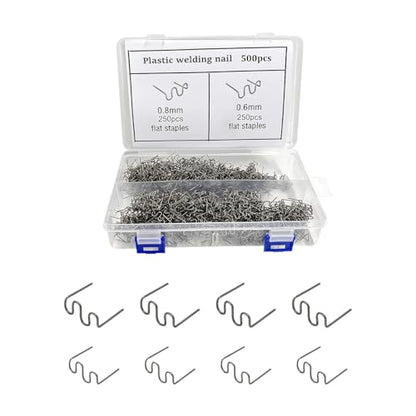 500 PCS Hot Staples Welding Rods, 0.6mm & 0.8mm Hot Staple Welding Wire with Storage Box, Wave Shape Plastic Welder Staple Replacements for Repair Dashboards Lamp Holders - color: 500pcs