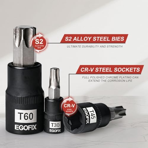 38 Piece Torx Bit Set, Premium S2 Alloy Steel, Solid Star T6 ~ T70 & Tamper Proof T6 ~ T70, with Socket Adapters - style: 38PCS T socket set