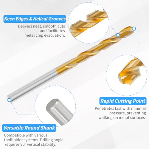 Tap and Drill Bit Set, M6x1 Tap + 5mm Twist Drill, Titanium Coated | For M6x1 Thread Tapping and Drilling, Ti Coated Tap and Twist Drill Combo for Industrial Mechanics Metalworking - size: M6*1 + 5mm