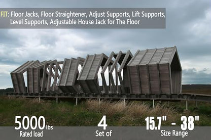 House Floor Jacks, Basement Floor Jack for Leveling and stabilizing Stairs, Porches, Decks, Crawl Spaces, Sagging/Uneven Floors and RV Camper Step Stabilizer, 4 Pack, 15.7" - 38" - size: 38 inch