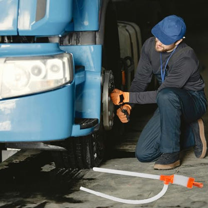 Mobestech Manual Heavy Duty Gasoline and Water Siphon Pump with Hose for Automotive Fluid Transfer and Oil Extraction