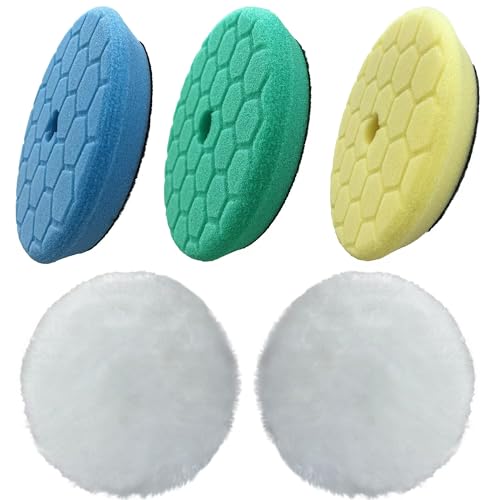 5 Pack 6 Inch Polishing Pads Heavy Duty Orbital Polishing Pads for Painted Surfaces Hook and Loop Foam Buffer Pad Set, Fits 5.5" Backing Plate