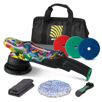 BATOCA P1 Buffer Polisher Kit, 1000W High-Torque Car Buffer - 5-Inch 15mm Long-Throw 6-Speed Dual Action Polisher - Deluxe Set with Custom Bag, 16.4ft Detachable Cord, Anti-Vibration, Pad Care Tools - size: Pro Kit