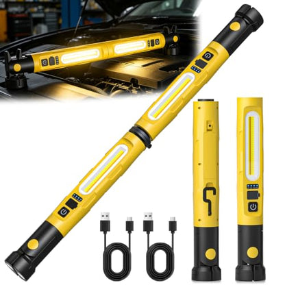 Magnetic LED Work Light 5200mAh Underhood Repair Split Portable Light | charge mobile phone,360° Rotatable , 5 Lighting Modes , Hook Design, 3000LM Work Light for Garage, Workshop, Car Inspection