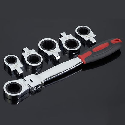 Flex Head Ratcheting Wrench set, 12 in 1 Exchangeable Ratchet Set, 8-19mm Metric & SAE Combination Wrench Set for Auto, Mechanic Flexible Wrench Kit, Auto Repair Tools for Men