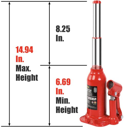 Big RED 8 Ton (16,000 LBs) Torin Double Ram Welded Bottle Jack for Car Auto Repair and House Lift, ATH80802XR - size: 8 Ton (16,000 LBs), style: Double Ram