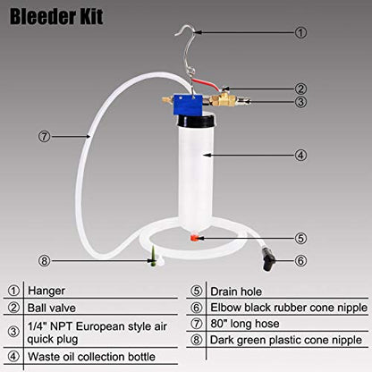 YSTOOL Brake and Clutch Fluid Pneumatic Vacuum Bleeder Bleeding Tool Kit to Change Brake Clutch Oil Power Steering Oil Engine Oil for Auto Car Truck Motorcycle Use