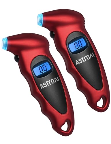 AstroAI Digital Tire Pressure Gauge 150 PSI, Industrial Tire Gauge Calibrated to ANSI B40.7 +/-1PSI, AAA Batteries, for Light Trucks, Pickup Trucks, SUVs, Cars Red, 2 Pack - color: Red, size: 2Pack