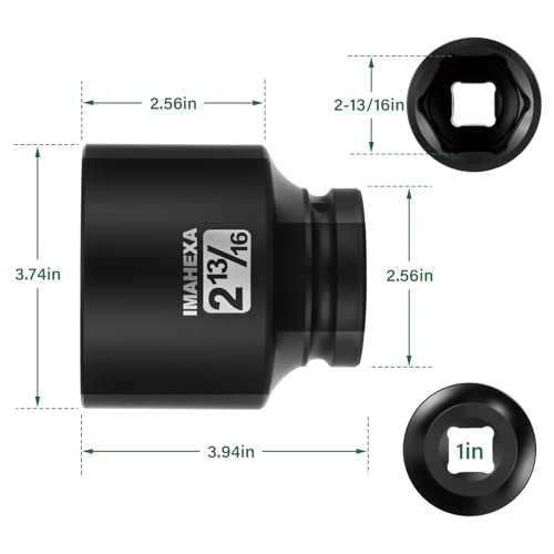 1" Drive Shallow Impact Socket,2-13/16 Inch SAE Jumbo Socket,CR-MO 6 Point for Easy Removal of Large Axle Nut（SAE) - size: 1 Inch Shallow 2-13/16", style: 1"Drive Shallow Impact Socket