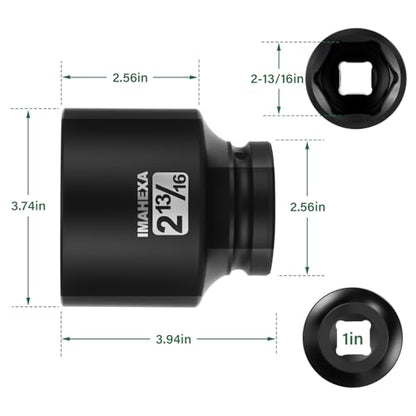 1" Drive Shallow Impact Socket,2-13/16 Inch SAE Jumbo Socket,CR-MO 6 Point for Easy Removal of Large Axle Nut（SAE) - size: 1 Inch Shallow 2-13/16", style: 1"Drive Shallow Impact Socket