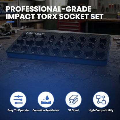 3/8" Drive Stubby Hex Bit Socket Set,27PCS Impact Allen Socket Set with SAE & Metric Sizes (5/32"-11/16" & 4mm-17mm),Anti-Roll Design for Impact Use - size: 3/8" Drive socket 27PCS