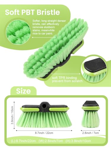 4 Sections PBT Car Wash Brush 60” 151cm with Extendable Aluminum Long Handle Soft Bristle Detail Scrub Brush for Exterior Interior Car RV Truck Motorbike Tyres Boat Deck Home Cleaning Sweep Snow