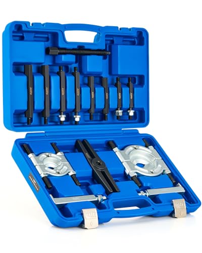 Orion Motor Tech Bearing Puller Set, 5 Ton Capacity Bearing Separator, Pinion Wheel Bearing Removal Kit with 2" and 3" Jaws, Wheel Hub Axle Puller Set, Heavy Duty Bearing Splitter Tool Kit - color: silver bearing separator
