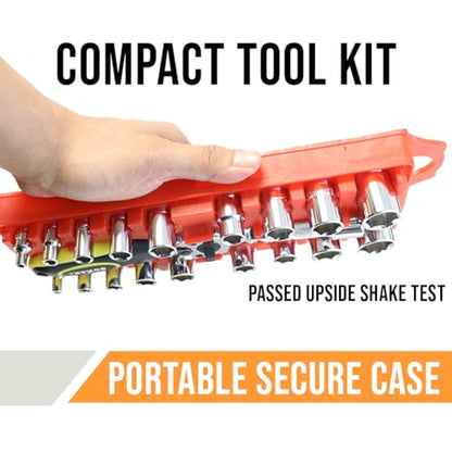 BoxerTool 21 Piece 1/4" & 3/8" Dual Head Ratchet Socket Mechanic Tool Set - Compact Wrench Set