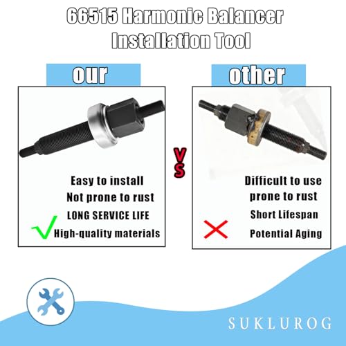 66515 Harmonic Balancer Installation Tool Compatible with Chevy 350 SBC BBC Cranks, Sturdy Puller Vibration Damper Crank Pulley Installation Tool Compatible with SBC BBC Small & Big Block Cranks