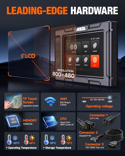 ANCEL HD3400 Pro Heavy Duty Truck Scanner with DPF Regen for Cummins, Paccar, Caterpillar, Detroit, Volvo, Mack and International, Full-System Diesel Scan Tool for 6/9-Pin HDOBD & OBD2 Vehicles - color: Dark Black