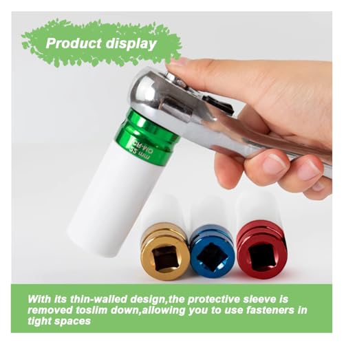 1/2" Drive 22 mm Lug Nut Impact Socket, CR-MO Thin Wall Deep Lug Nut Socket, Non-Marring Wheel Rim Protector Sleeve, Auto Tire Repair Maintenance Accessories (22MM) - size: 22MM