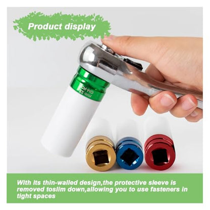 1/2" Drive 22 mm Lug Nut Impact Socket, CR-MO Thin Wall Deep Lug Nut Socket, Non-Marring Wheel Rim Protector Sleeve, Auto Tire Repair Maintenance Accessories (22MM) - size: 22MM