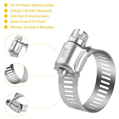 WINL Stainless Steel Hose Clamps - 15 PK Worm Gear Drive Hose Clamps SAE 20 Clamping Range 3/4'' to 1-3/4'' (20mm-44mm) for Automotive Plumbing, 3/4'', 1'', 1 1/4'', 1 1/2'' - size: SAE#20 (3/4" ~ 1-3/4")