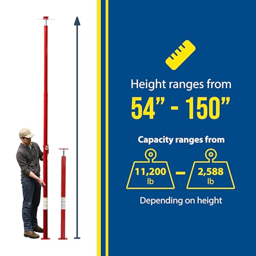 Vestil FJB-150 Basement Floor Jack 150 In. Maximum Height 2,588 Lb. Capacity Red