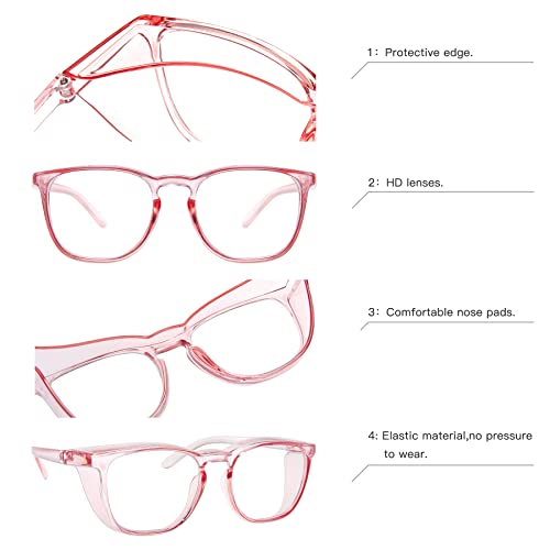 JOO'RTI Anti-Fog Safety Goggles Anti-Blue Light Saftey Glasses Anti-Dust Protective Eyewear for Women and Men - color: Pink
