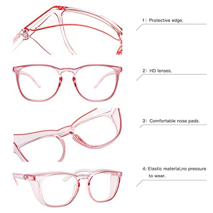 JOO'RTI Anti-Fog Safety Goggles Anti-Blue Light Saftey Glasses Anti-Dust Protective Eyewear for Women and Men - color: Pink