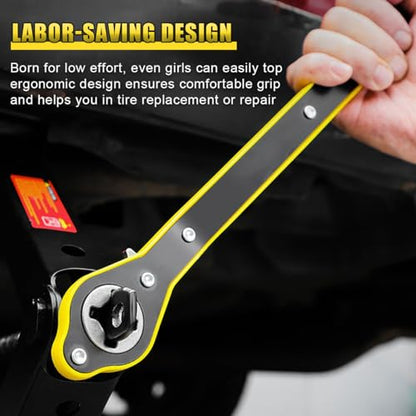 Car Jack Ratchet Wrench, 360° Swivel Automotive Scissor Jack Adapter with Long Handle, Labor-Saving Vehicle Tire Lifting Repair Tool for Small Car, Sedan, Travel, SUV (Ratchet Wrench) - size: Ratchet Wrench