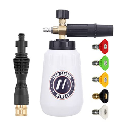 M MINGLE Foam Cannon, Compatible with Portland Husky and Ryobi Pressure Washer, with 5 Nozzle Tips, 1/4 Inch Quick Connector - size: 1 Wand