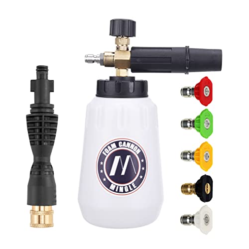 M MINGLE Foam Cannon, Compatible with Portland Husky and Ryobi Pressure Washer, with 5 Nozzle Tips, 1/4 Inch Quick Connector - size: 1 Wand