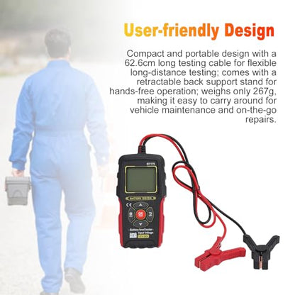 Eujgoov Car Battery Tester, 12V 24V Automotive Battery Diagnostic Tool, 50-1999 CCA Load Capacity, Digital Analyzer Voltage Meter for Cars, Trucks, Motorcycles, SUVs, Boats Use