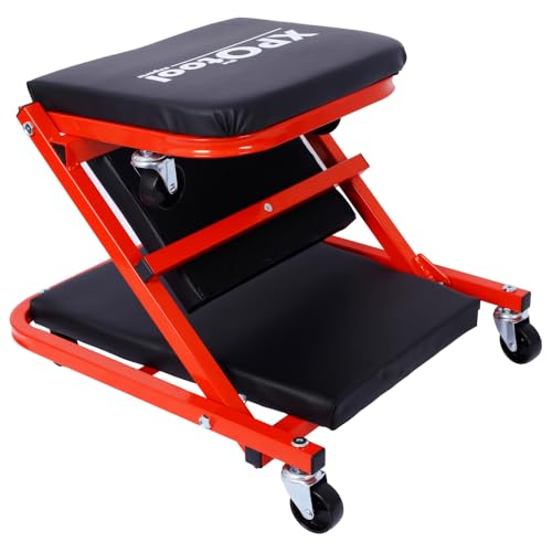 2-in-1 Mechanic Creeper, 36" Z Creeper Seat with 6 Wheels, 300 lbs Capacity, Low Profile Garage Chair, Perfect Mechanic Gift, Red Color, Father's Day Tool Gift (Red) - color: Red