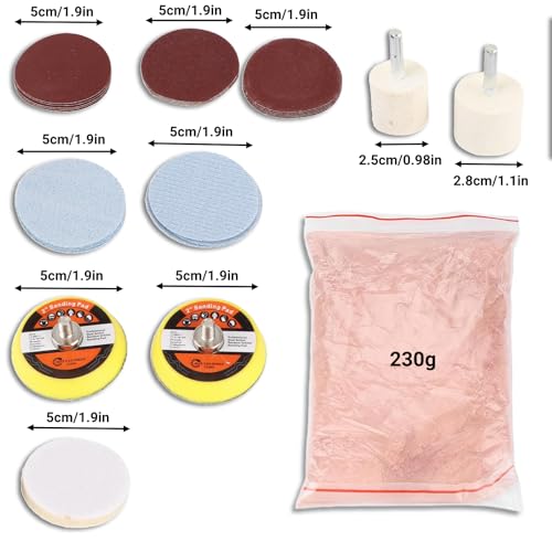 Windshield Scratch Remover Kit Glass Polishing Kit with Abrasive Discs and Felt Pads for Car Windscreen Rear Side Window Scratch Repair