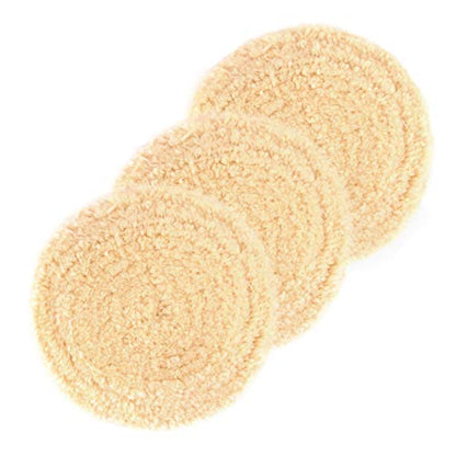 Makitoyo 3PCS Wool Buffing Pad Kit 8 Inch, 8" (200mm) 100% Natural Wool Hook and Loop Grip Polishing Pad for Car Polishing, Buffing and Cutting for Automotive, Marine and Epoxies
