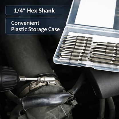 Bates- Screwdriver Bits Set, 2 Inch, 15 pcs, 1/4 Hex, S2 Steel, Triangle Slotted Phillips Magnetic Drill Bit Set