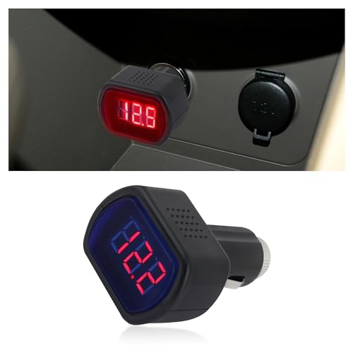 Car LED Cigarette Lighter Voltage Meter,Digital Display Car Battery Monitor 12V,Universal Electric Battery Voltage Meter Car Accessories for Most Cars Trucks SUVs Motorcycles (1PCS) - color: 1PCS