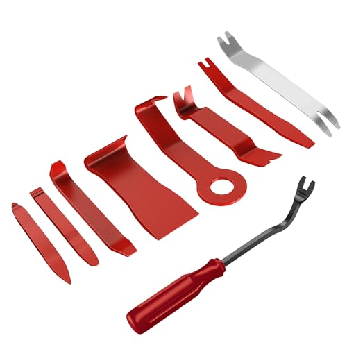 GOOACC 9PCS Auto Trim Removal Tool Kit No-Scratch Pry Tool Kit for Car Audio Dash Door Panel Window Molding Fastener Remover Tool Kit-Red - color: Red, size: 9PCS Trim Removal Tool