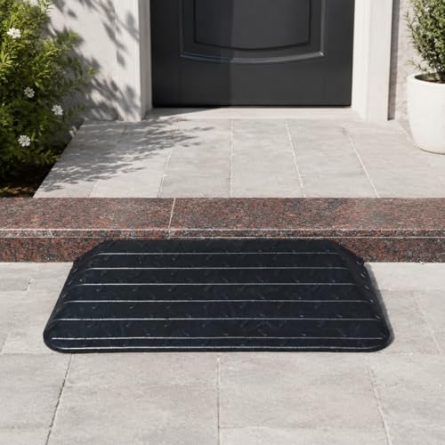 Heavy-Duty Rubber Threshold Ramps with Non-Slip Surface, 1" - 4" Rise Curb Ramps for Wheelchair Scooter Car Entrance Doorway, Loading Ramps Rated 20000Lbs Load Capacity (4" Rise) - size: 4" Rise