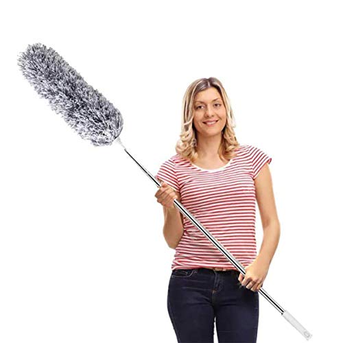 DELUX Microfiber Feather Duster Extendable Duster with 100 inches Extra Long Pole, Bendable Head & Long Handle Dusters for Cleaning Ceiling Fan, High Ceiling, Blinds, Furniture & Cars Gray - color: Gray