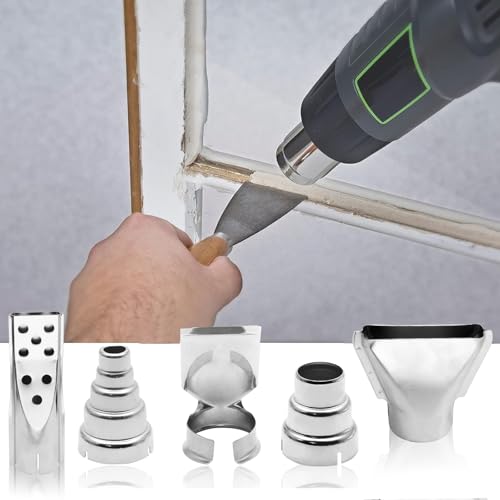 5 Pcs Heat Gun Nozzles Kit, Stainless Steel Reflector Heat Resisting Nozzles Gun Attachments Replacement for Hot Air Gun Soldering Station Nozzle Tool - size: Style 3 (5 pcs)