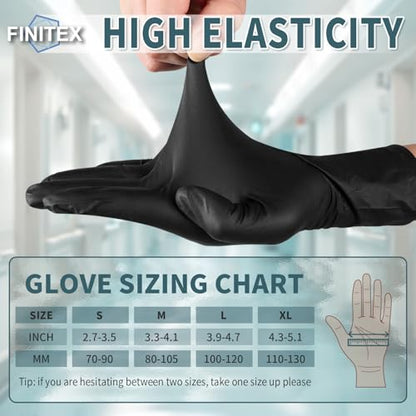 FINITEX - Black Nitrile Disposable Gloves, 5mil, Powder-free, Medical Exam Latex-Free 100 PCS For Cleaning Food Glove (XX-Large (Pack of 90)) - size: XX-Large