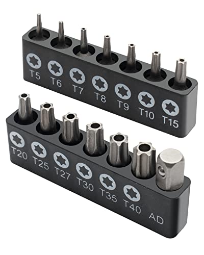 ROTATION 14-Piece Tamper Resistant Star Bits, Chrome Vanadium Steel, T5 - T40 Impact Grade Security Torx Bit Set, 1/4-inch Hex Shank - style: 14pc