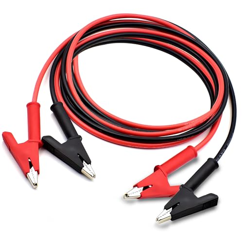 Alligator Clip to Alligator Clip Silicone Jumper Wire 12AWG | Dual-Ended Alligator Clip Electrical Test Leads 5.9 ft Cable for Multimeter Electrical Testing(Y-Y 12A 1.8m) - size: 5.9ft 12AWG 1 pair
