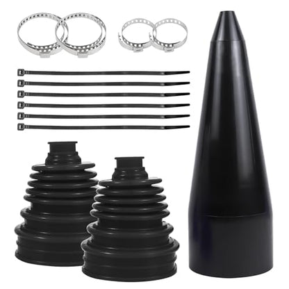 Wuyaoyao 13PCS CV Axle Boot Repair Kit, 2PCS Silicone CV Boot with 4 Stainless Steel Clamps & 6 Cable Ties & Expander Tool, Waterproof Dustproof CVs Joint Boots Kit, Universal Car Accessories (Black) - color: Black