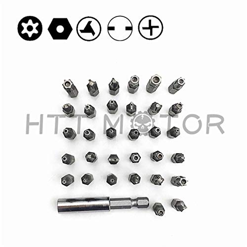 Tamper Proof 33Pc Security Bit Set Phillips Torx Hex Star Spanner Screwdriver [P/N: ET001-33-BK] - size: 33 Piece set