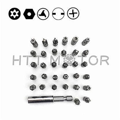 Tamper Proof 33Pc Security Bit Set Phillips Torx Hex Star Spanner Screwdriver [P/N: ET001-33-BK] - size: 33 Piece set