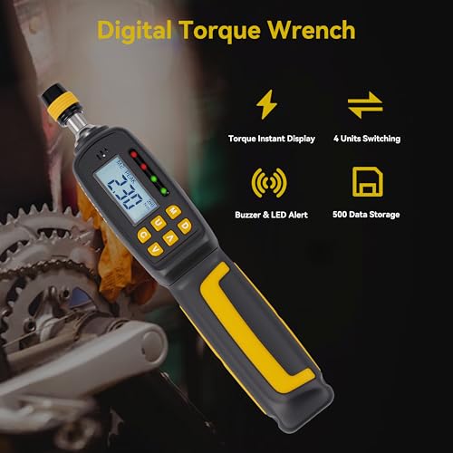 Digital Torque Screwdriver with LCD Display, 1/4" Quick-Release Bit Holder, 2.6-70.8 in-lb, 38-Piece Set, ±2% Accuracy