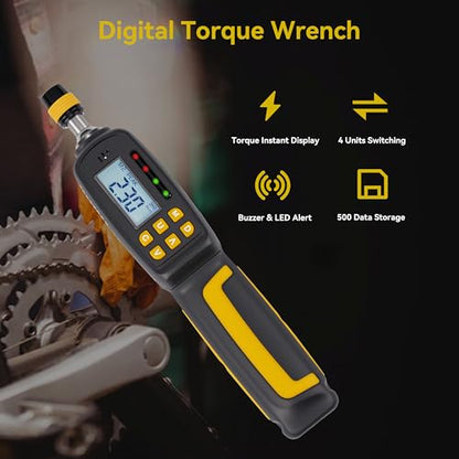 Digital Torque Screwdriver with LCD Display, 1/4" Quick-Release Bit Holder, 2.6-70.8 in-lb, 38-Piece Set, ±2% Accuracy